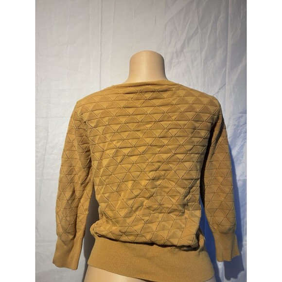 ModCloth Mustard Yellow Textured Knit Cardigan Sweater Women’s L - Picture 6 of 11